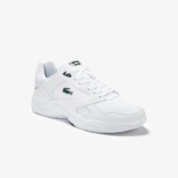 Lacoste Storm 96 LO Textile and Leather Sneakers - Tenisky Pánské Bílé / Tmavě Zelene | CZ-mMqFuL